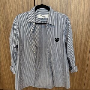 Comme des Garcons Blue and White Striped Shirt